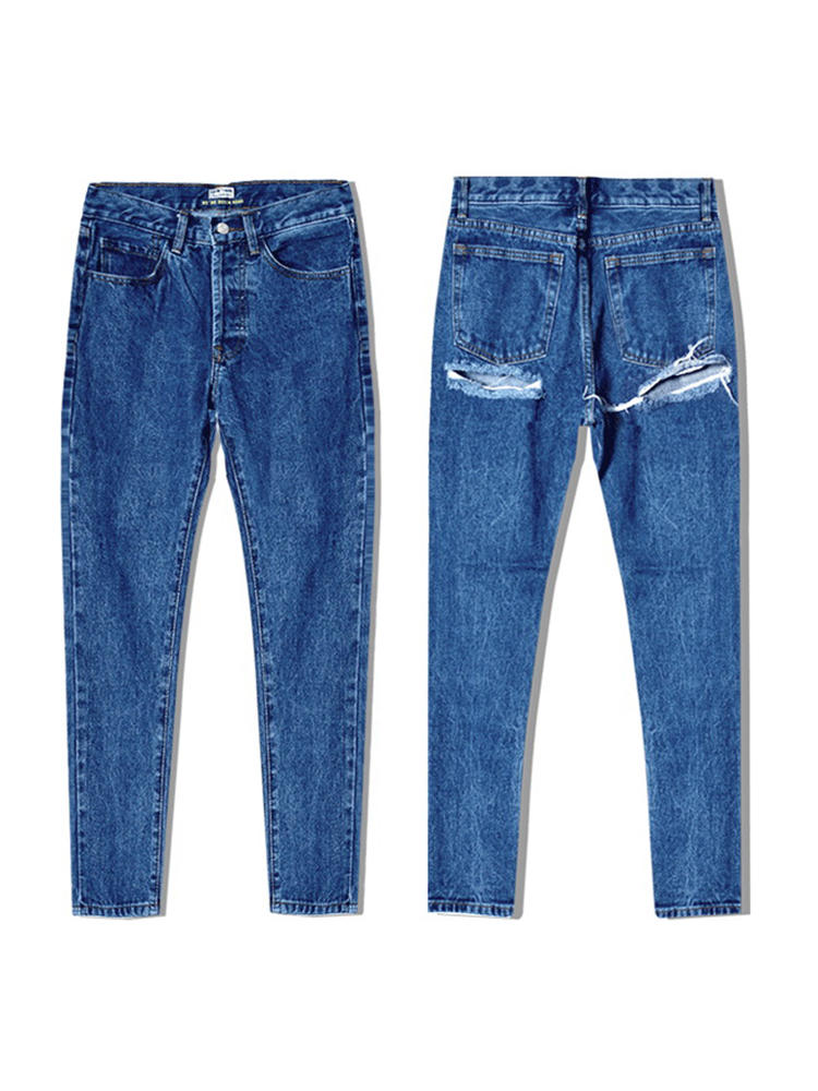 Street Style Women Sexy Back Hole High Waist Ripped Skinny Jeans