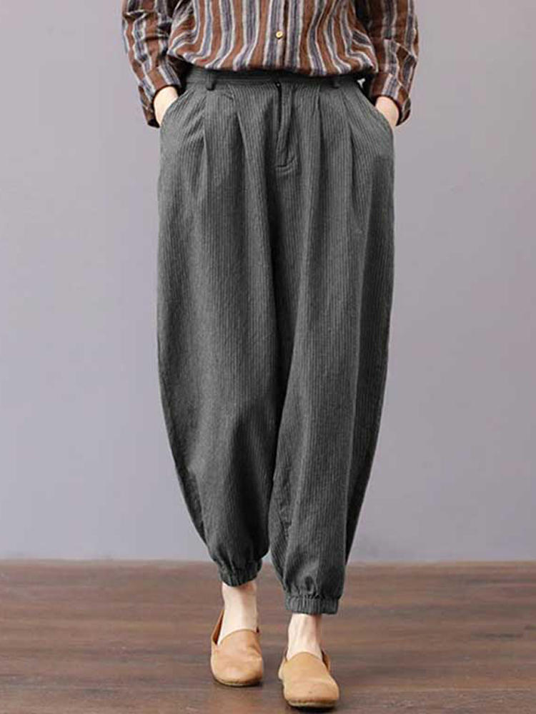 Women High Waisted Striped Stretch Bottom Harem Pants