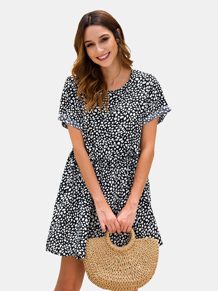 Summer Print Holiday Beach A-line Mini Dress For Women