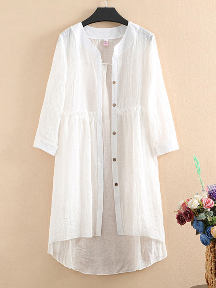 Women Long Sleeve Buttons Down Cardigan Stitching Shirts