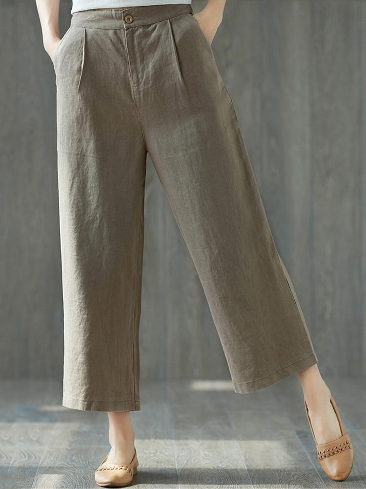 Women Casual High Waist Wide Leg Pants