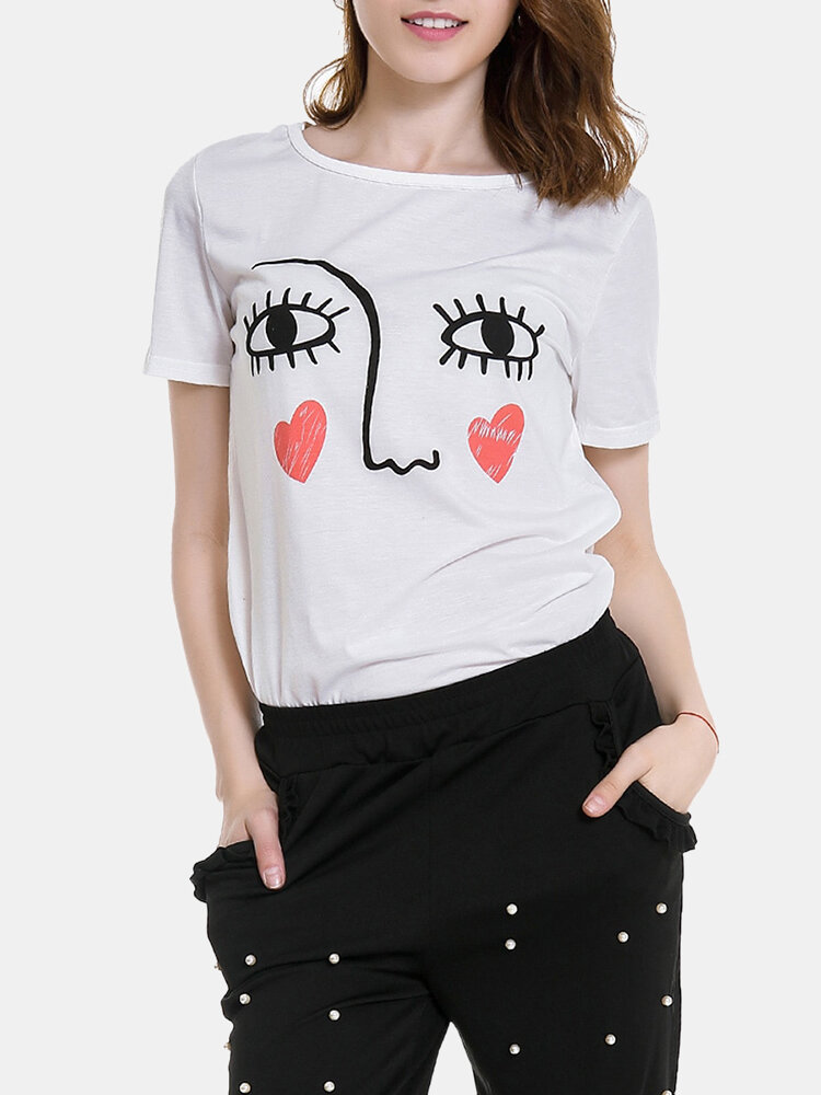 Women Short Sleeve O-neck Printed T-shirts