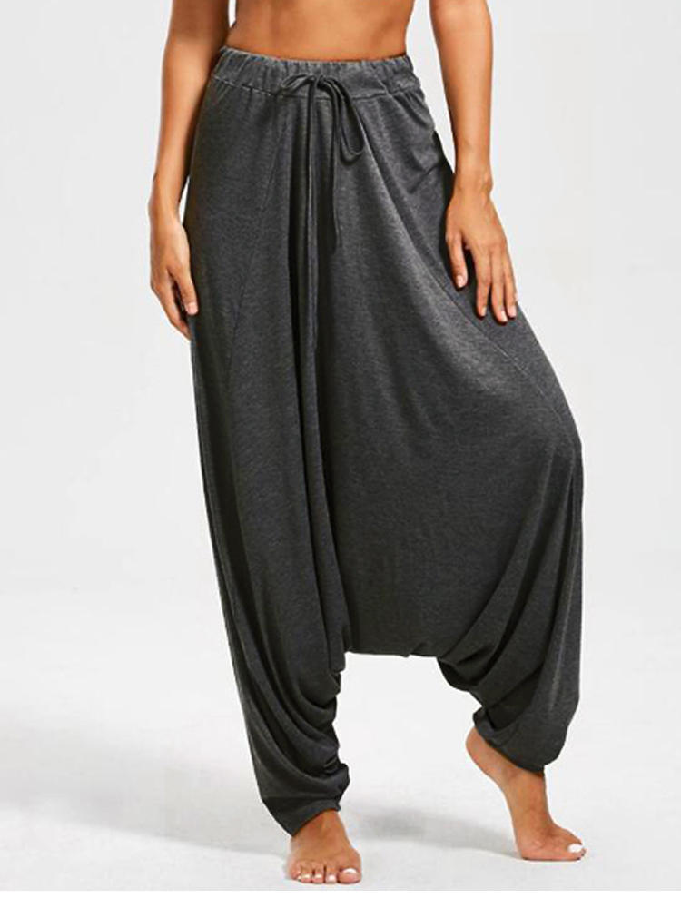 Women Solid Casual Loose High Elastic Waist Harem Pants