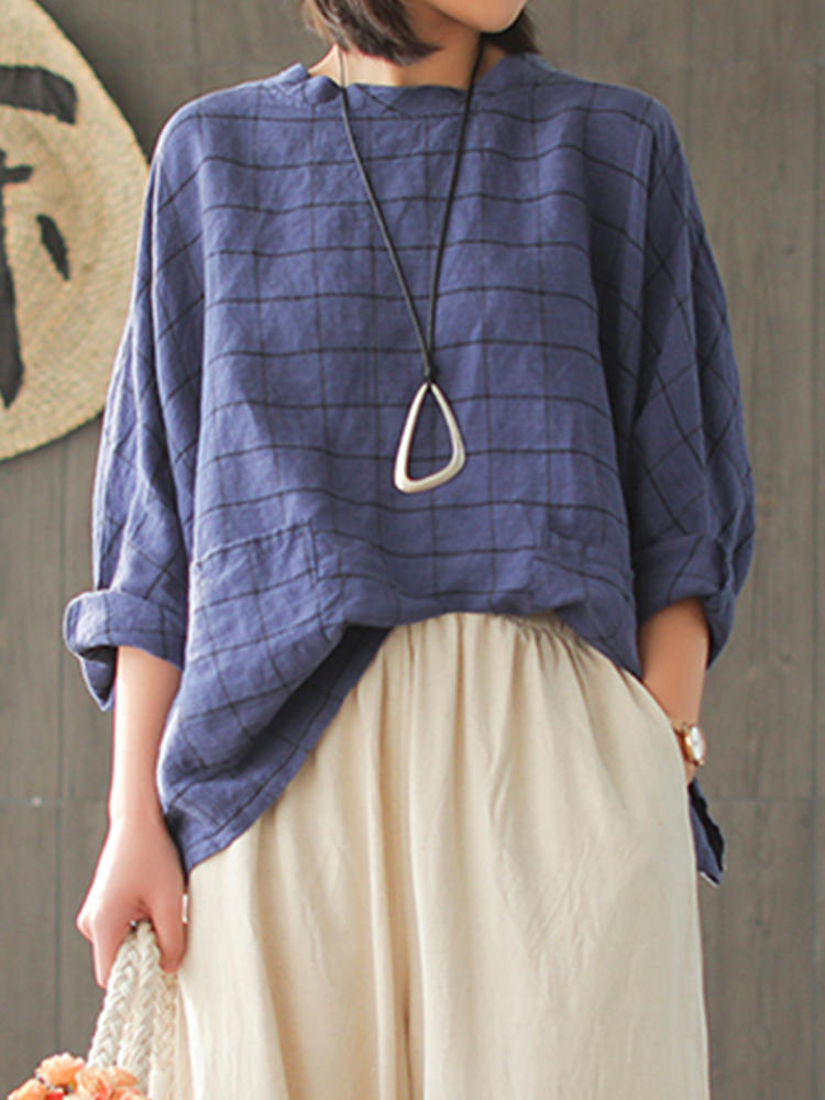 Fashion Premium Texture Plaid Loose T-shirts