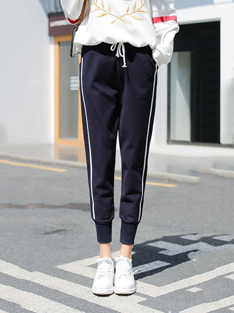 Women Casual High Elastic Waist Velvet Thick Harem Pants