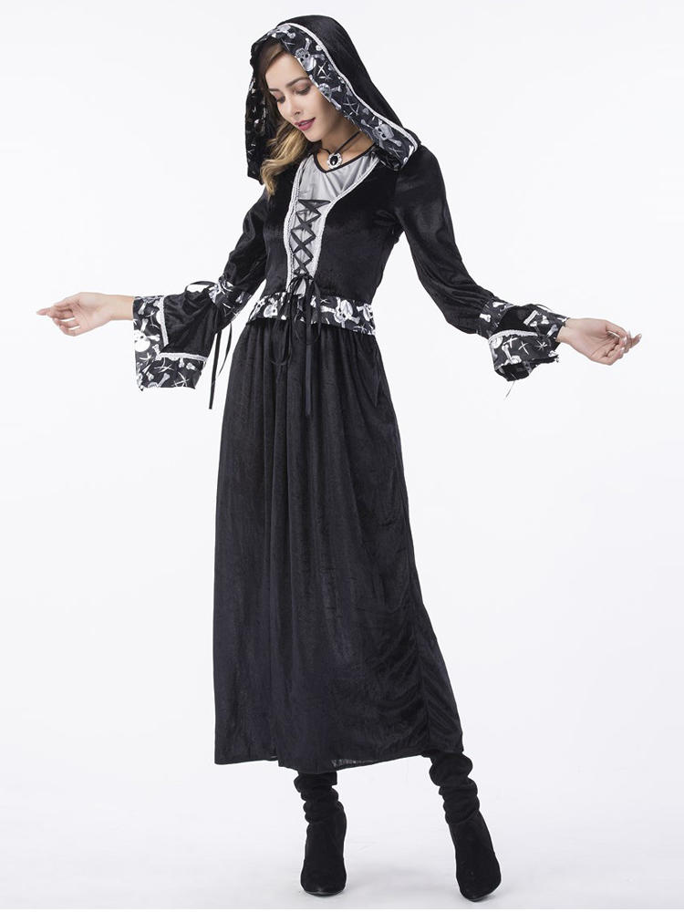 Women Halloween Costumes Death Wizard Witch Cloak Cosplay Costum