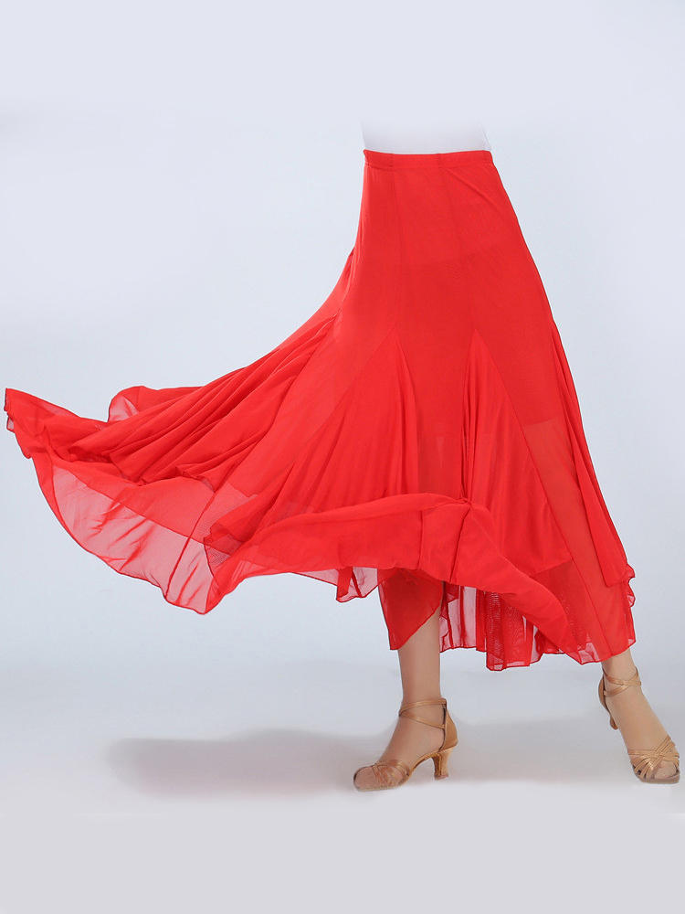 Women Solid Color Layer Irregular Hem Elastic Waist Skirts